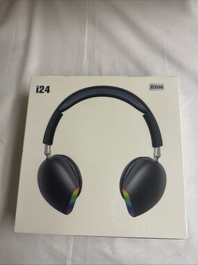i24 Wireless Over-Ear Headphones in Matte Black with Rainbow Accent
